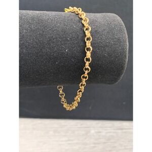 Gold Tone Rolo Link Chain Bracelet 6 Inch Lobster Clasp Minimalist Jewelry